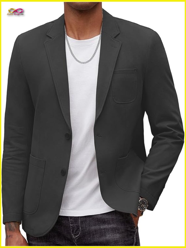 Cotton Sport Coat Regular Fit Casual Blazer Classic Notch Lapel Smart Wash
